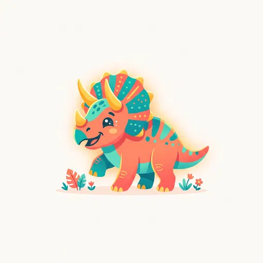 Colorful Cartoon Triceratops Illustration