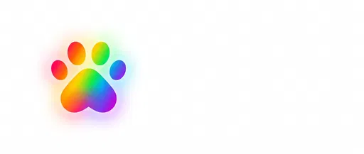 Glowing Rainbow Gradient Paw Print Icon