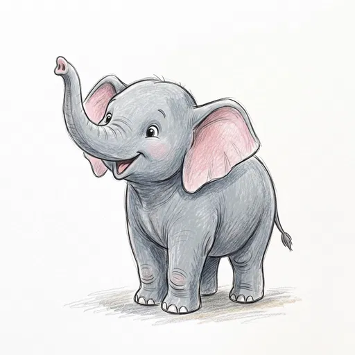 Colored Pencil Drawing of Baby Elephant
