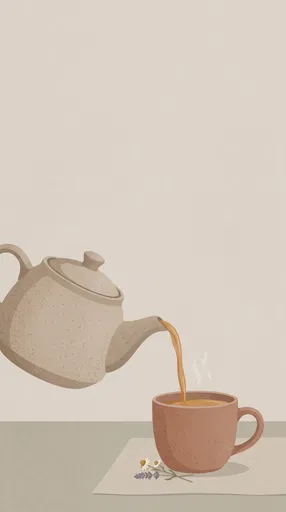 Stoneware Teapot Pouring Herbal Tea Illustration