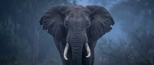African Elephant Portrait in Blue Mist