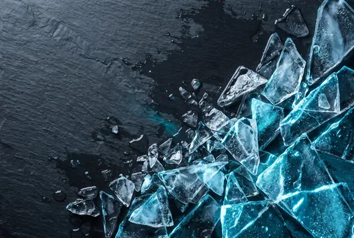 Shattered Blue Ice Shards on Dark Slate