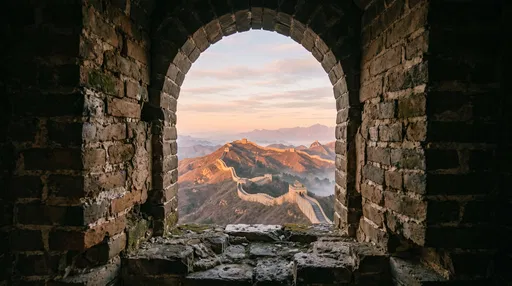 Great Wall View Through Stone Archway