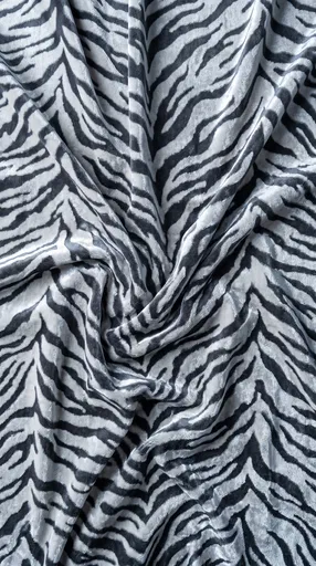 Draped Monochrome Tiger Stripe Velvet Fabric