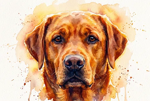 Watercolor Portrait of Fox-Red Labrador