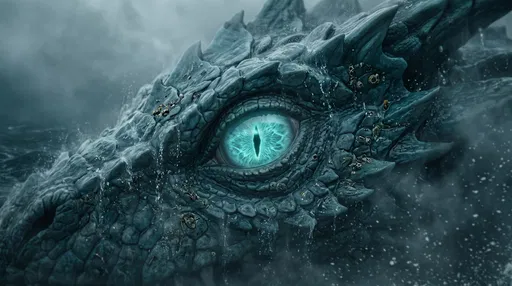 Glowing Cyan Sea Dragon Eye Close-Up