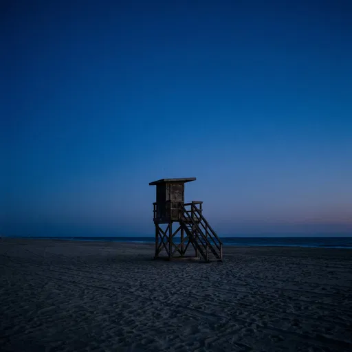 Wooden Lifeguard Tower at Blue Hour