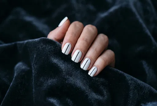 Minimalist White and Black Nail Art