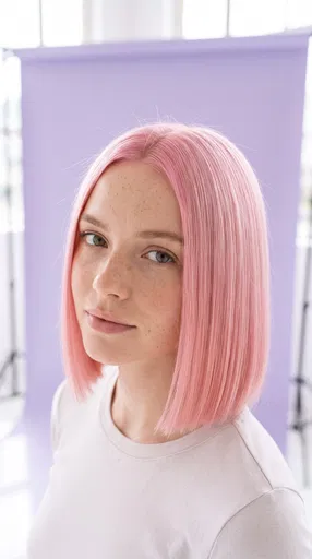 Portrait of Woman with Pink Bob