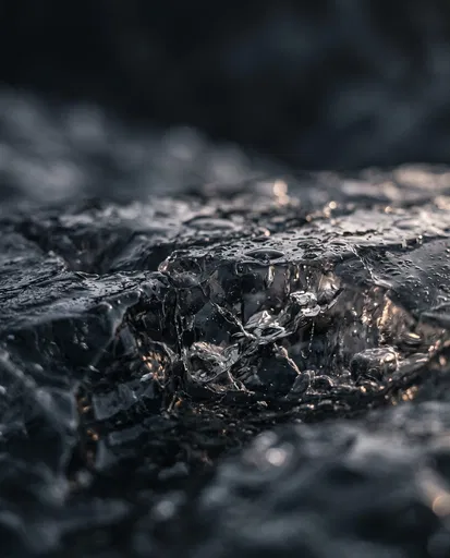 Macro Dark Melting Glacial Ice Texture