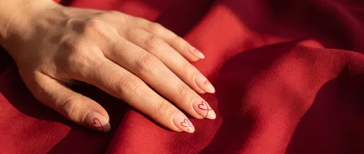 Minimalist Red Heart Valentine Nail Art