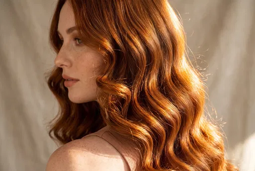 Profile of Woman with Wavy Red Hair
