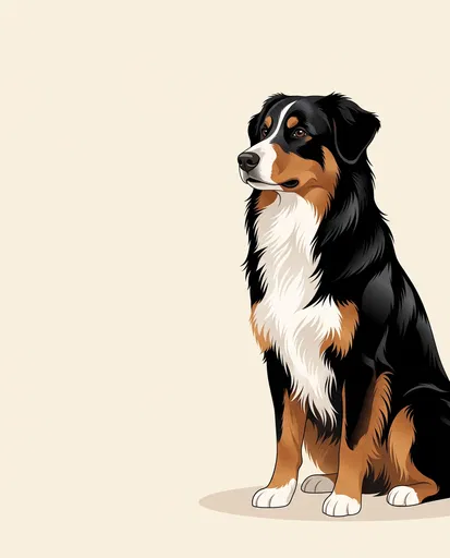 Tricolor Shepherd Dog Illustration on Cream