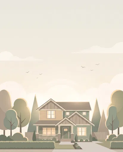 Flat Vector Suburban Home Illustration