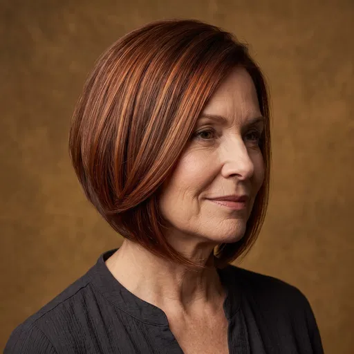 Mature Woman with Sleek Auburn Bob