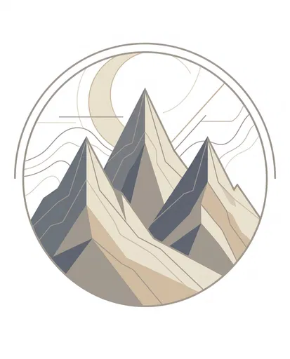 Minimalist Geometric Three-Peak Mountain Emblem