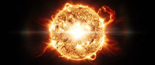Glowing Sun With Solar Flares