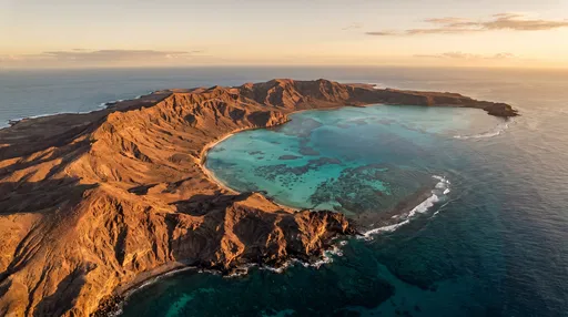 Aerial View of Volcanic Island Lagoon
