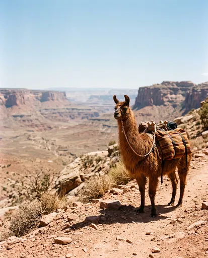 Pack Llama on Desert Canyon Trail