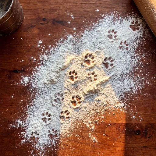 Kitten Paw Prints in Spilled Baking Flour