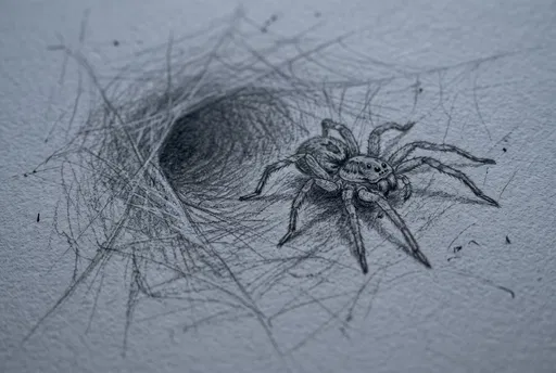Graphite Pencil Drawing of Wolf Spider