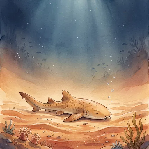 Sleeping Nurse Shark Watercolor Illustration