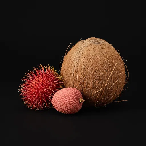 Rambutan Lychee and Coconut on Black