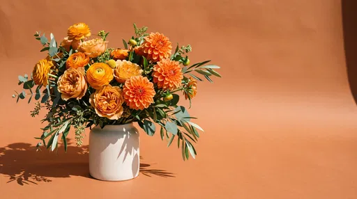 Orange Floral Bouquet on Terracotta
