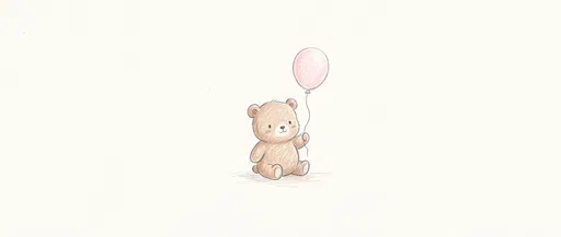Minimalist Teddy Bear With Pink Balloon