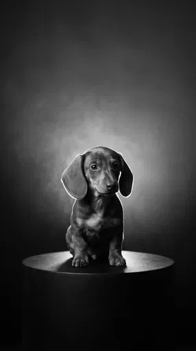 Monochrome Dachshund Puppy Studio Portrait