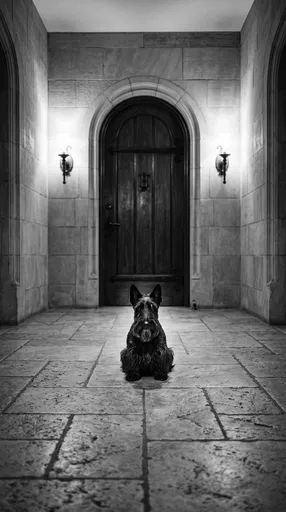 Scottish Terrier in Stone Foyer