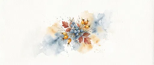 Watercolor Autumn Berries and Leaves Background