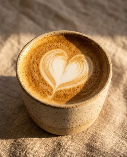 Heart Latte Art in Stoneware Cup