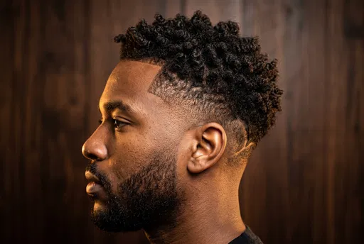 Side Profile of Man with Burst Fade