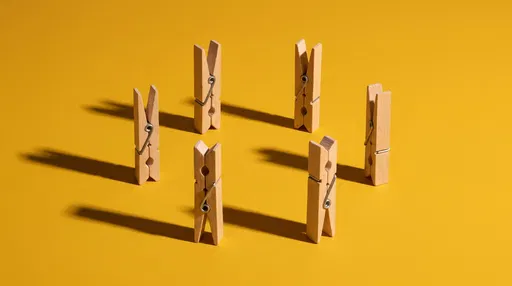 Six Wooden Clothes Pegs in Circle
