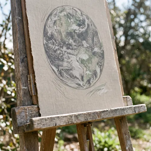 Earth Sketch on Wooden Easel Outdoors