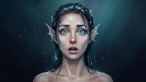 Surprised Fantasy Sea Woman Portrait