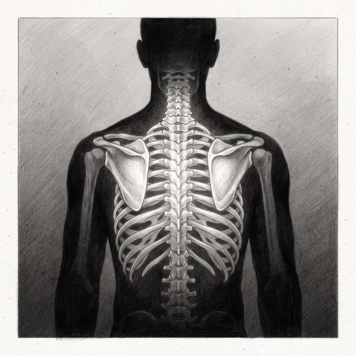 Graphite Anatomical Drawing of Spine