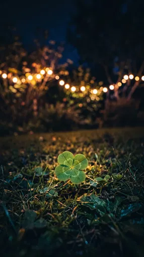 Four-Leaf Clover in Night Garden