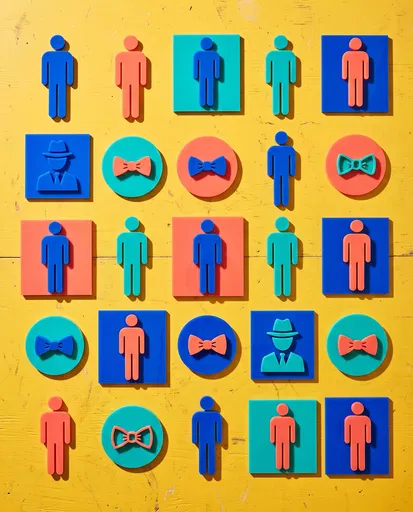 Colorful Acrylic Male Restroom Sign Icons