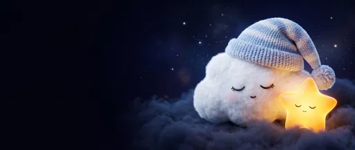 Sleeping Cloud in Nightcap with Glowing Star