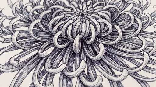 Ballpoint Pen Spider Chrysanthemum Drawing