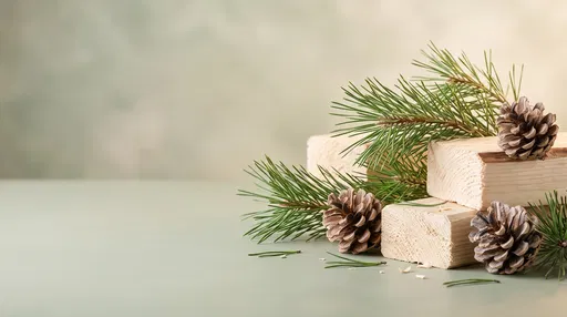 Pine Boughs and Wood Blocks Still Life