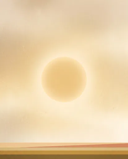 Minimalist Ochre Sun and Horizon Illustration