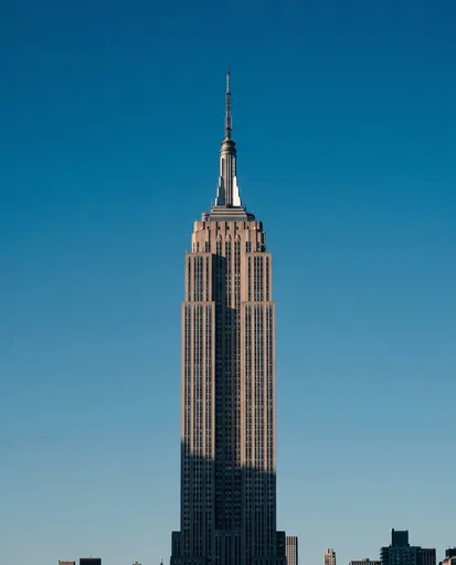 Empire State Building Against Clear Blue Sky