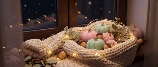 Pastel Clay Pumpkins in Cozy Knit Blanket