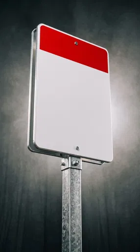 Blank Red and White Metal Sign
