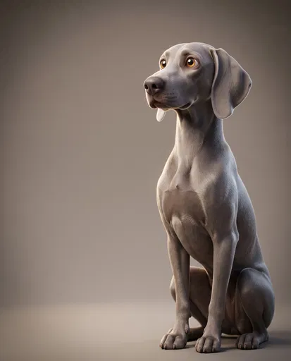 Stylized 3D Gray Weimaraner Dog Sitting