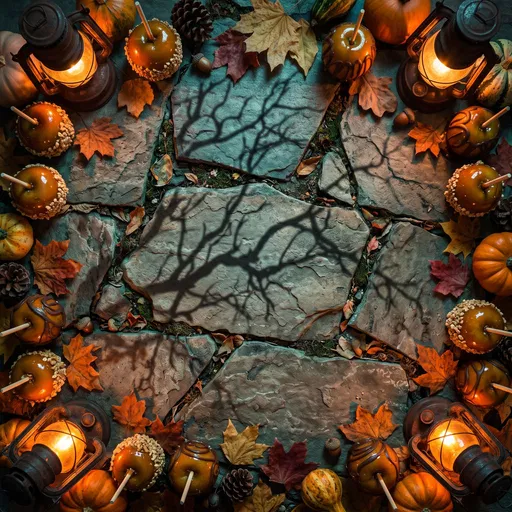 Autumn Flatlay Frame With Lanterns and Apples