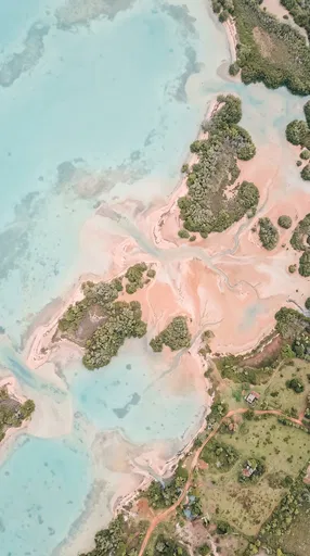 Aerial View of Coastal Wetlands and Lagoon